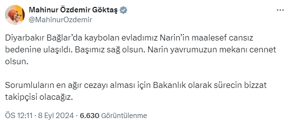 Bakanların Narin mesajında dikkat çeken ortak nokta! Üçü de aileye başsağlığı dilemedi