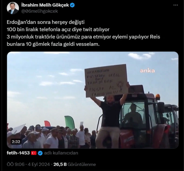 Melih Gökçek, eylem yapan çiftçileri hedef aldı: Reis bunlara 10 gömlek fazla geldi